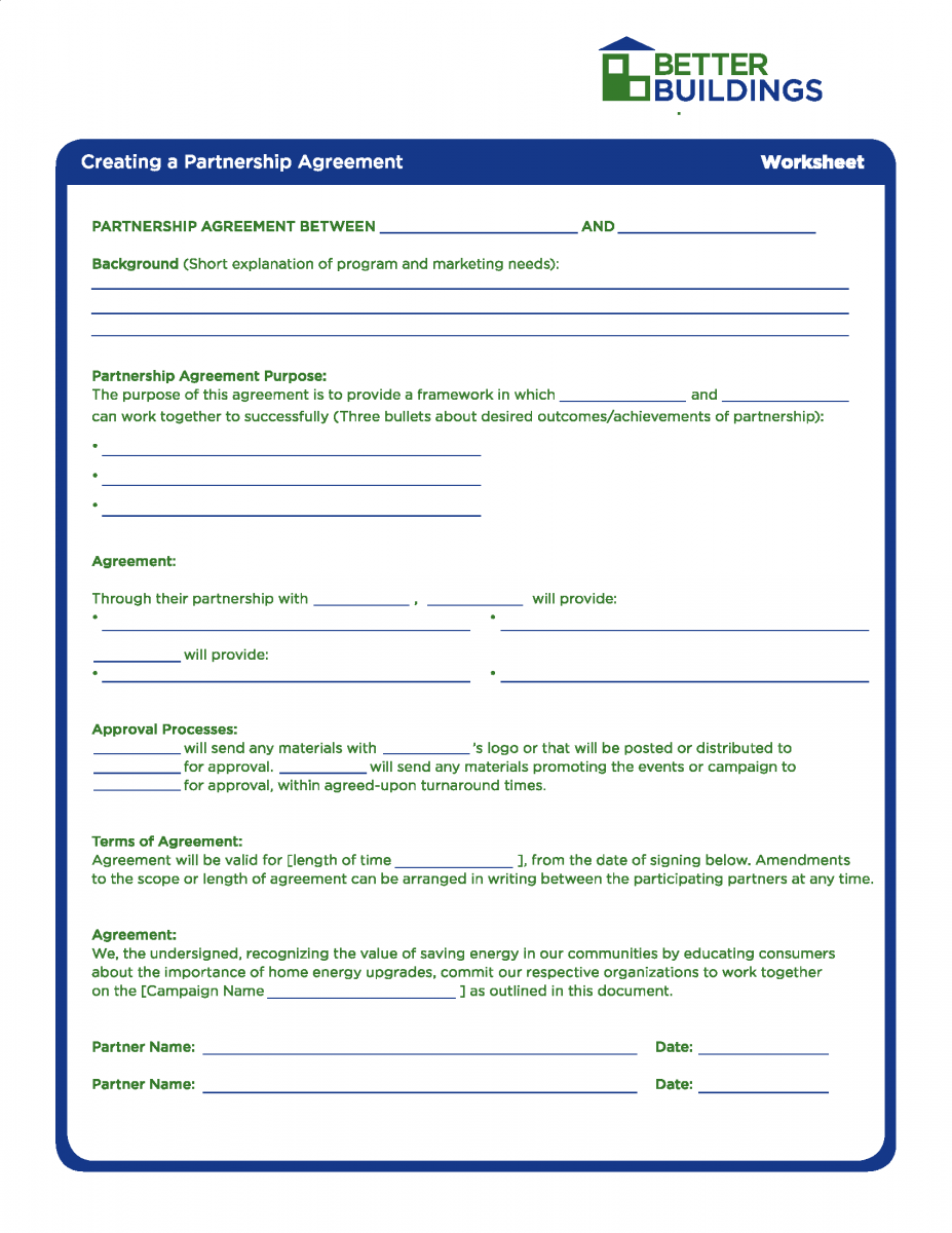 Creating a Partnership Agreement worksheet